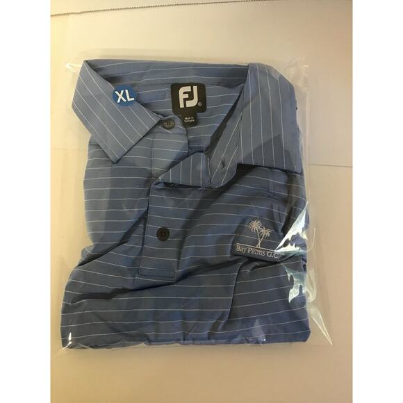 FJ FootJoy ProDry Light Blue Striped Self Collar Stretch Polo Shirt‎ XL - Picture 9 of 9